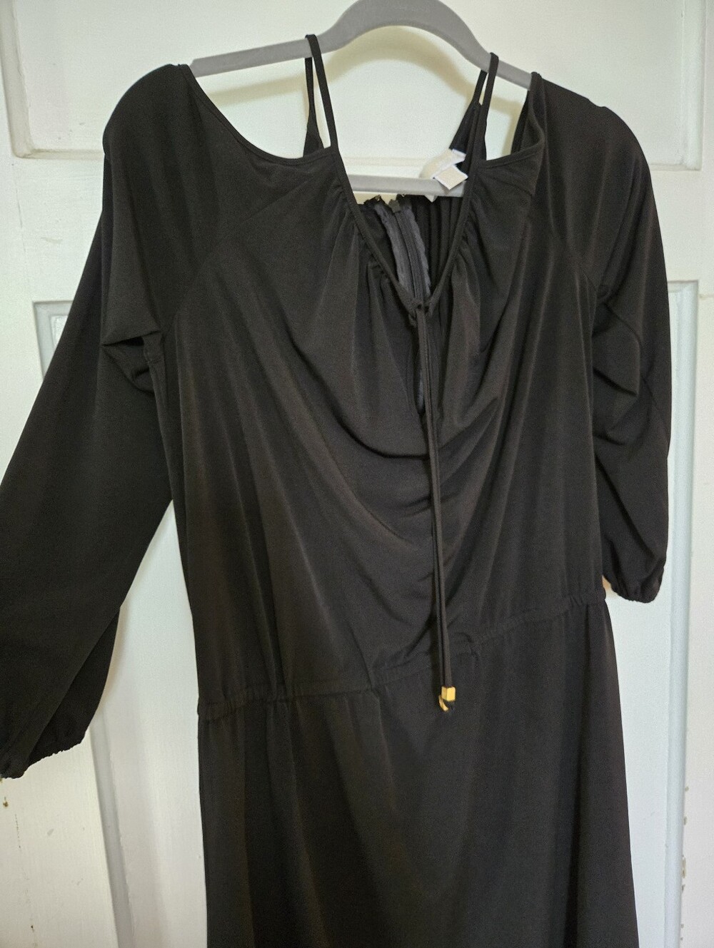 MICHAEL Michael Kors Black Long-Sleeve Tie-Neck Dress